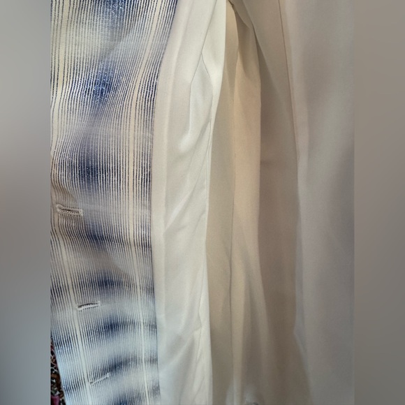 Carlisle Collection NWT Designer Long Jacket, Shimmer Sheen White&Blue W/Pearls - Picture 15 of 16